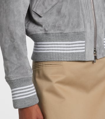 Shearling-trimmed suede jacket | Thom Browne