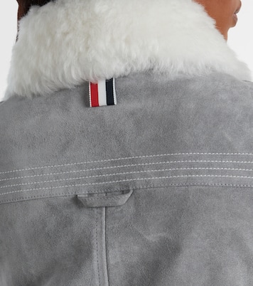 Shearling-trimmed suede jacket | Thom Browne