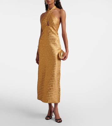 Cutout halterneck lurex® jacquard gown | Johanna Ortiz