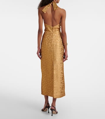 Cutout halterneck lurex® jacquard gown | Johanna Ortiz