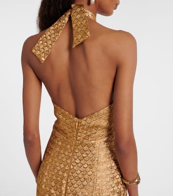 Cutout halterneck lurex® jacquard gown | Johanna Ortiz