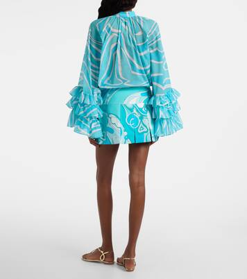 Orchidee cotton-blend gabardine miniskirt | Pucci