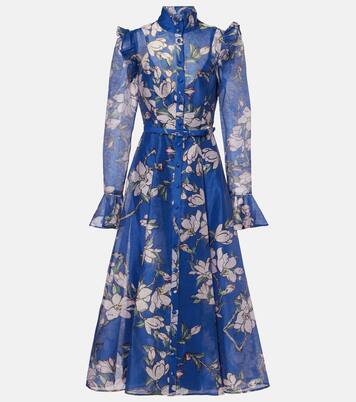 Katrina floral linen-blend midi dress | Leo Lin
