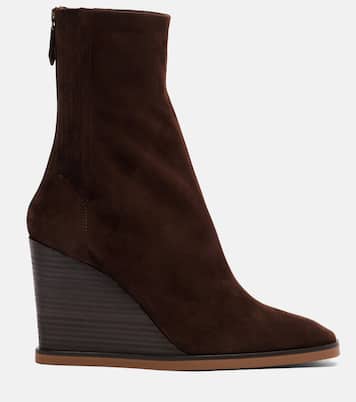 Saint Honoré 85绒面革坡跟及踝靴 | Aquazzura