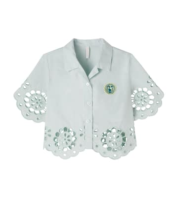 Awaken embroidered scalloped cotton shirt | Zimmermann Kids