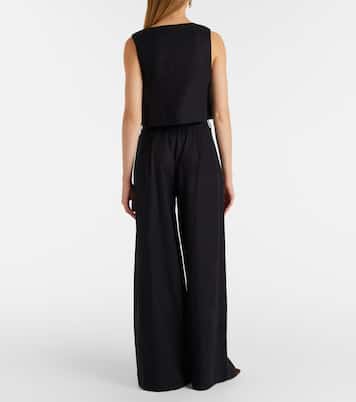 Pantalones anchos Parker de lino de tiro alto | Posse