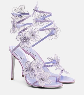 Floriane floral-appliqué satin sandals | Rene Caovilla