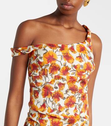 Vestido corto asimétrico Jara de lino floral | SIR