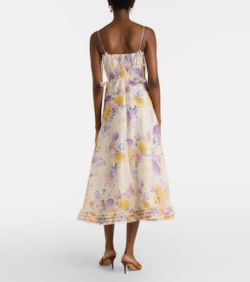 Luna floral linen and silk midi dress | Zimmermann