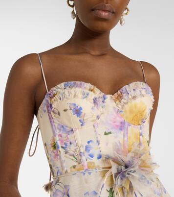 Luna floral linen and silk midi dress | Zimmermann