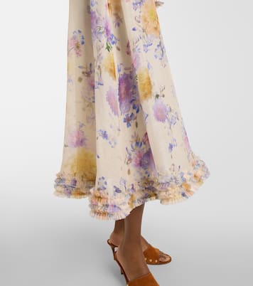 Luna floral linen and silk midi dress | Zimmermann