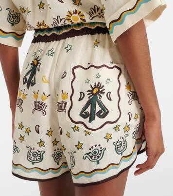 Sun Dancer printed linen shorts | Alémais