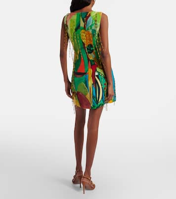 Mokshini beaded linen-blend minidress | Alémais