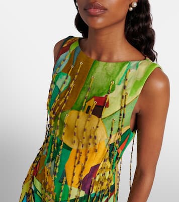 Mokshini beaded linen-blend minidress | Alémais