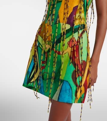 Mokshini beaded linen-blend minidress | Alémais