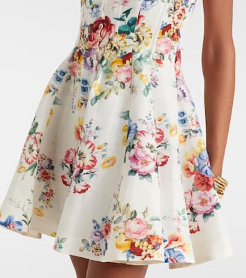 Verziertes Minikleid aus Leinen und Seide | Camilla