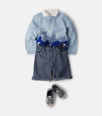 Christian striped denim shorts | Wheat