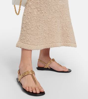 Sandali infradito in pelle con borchie | Prada