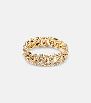 18kt gold chain ring with diamonds | Shay Jewelry