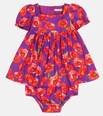 Bebé - vestido y braga de algodón floral | Dolce&Gabbana Kids