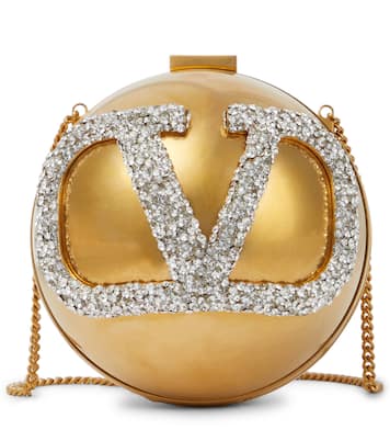 VLogo embellished clutch in gold Valentino Garavani Mytheresa