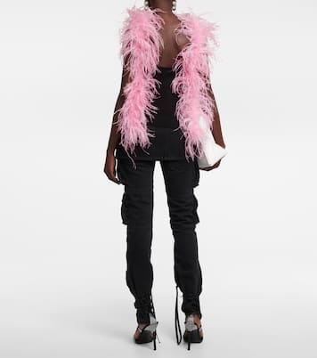 Feather-trimmed knitted top | The Attico