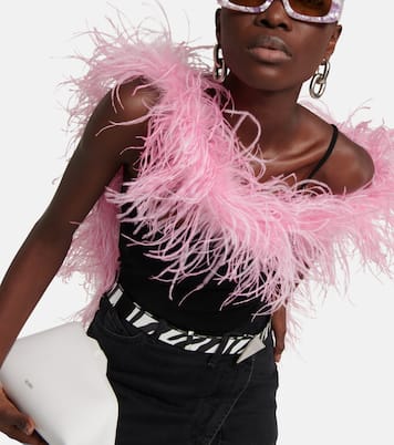 Feather-trimmed knitted top | The Attico