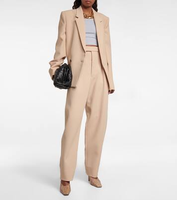 Pantalon droit à taille haute en laine | Wardrobe.NYC