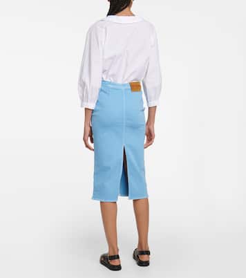 Falda midi en denim de tiro alto | Marni