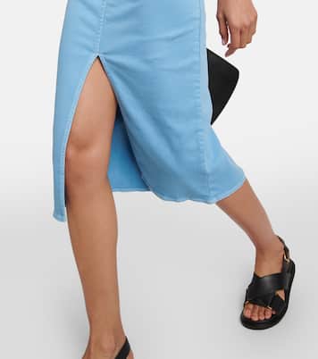 Falda midi en denim de tiro alto | Marni