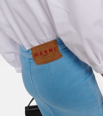 Falda midi en denim de tiro alto | Marni