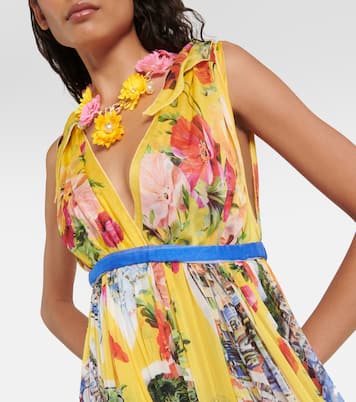 Robe longue Portofino imprimée en soie | Dolce&Gabbana