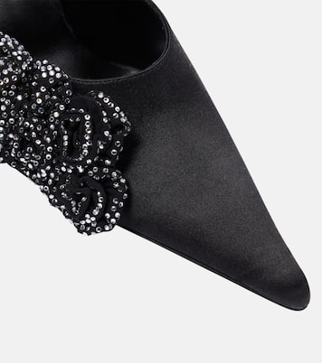 Mules de satén con aplique floral | Magda Butrym