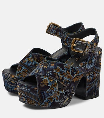 Floral velvet platform sandals | Etro