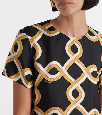 Maxikleid Swing aus Seiden-Twill mit Federn | La DoubleJ