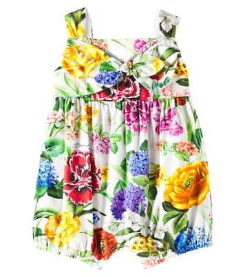 Baby floral shirred cotton playsuit | Dolce&Gabbana Kids