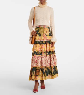 Jupe longue en coton à fleurs | Valentino
