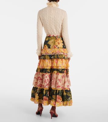 Jupe longue en coton à fleurs | Valentino