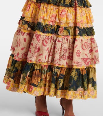 Jupe longue en coton à fleurs | Valentino