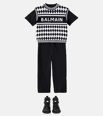 Camiseta de jersey de algodón con logo | Balmain Kids