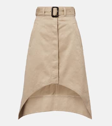 Falda midi en sarga de algodón con Monogram 72 | Givenchy