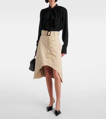 Falda midi en sarga de algodón con Monogram 72 | Givenchy