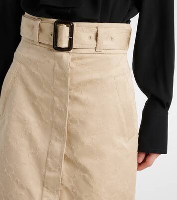 Falda midi en sarga de algodón con Monogram 72 | Givenchy