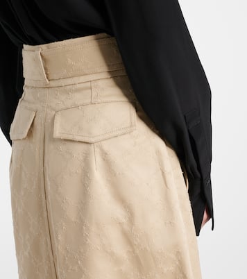 Falda midi en sarga de algodón con Monogram 72 | Givenchy