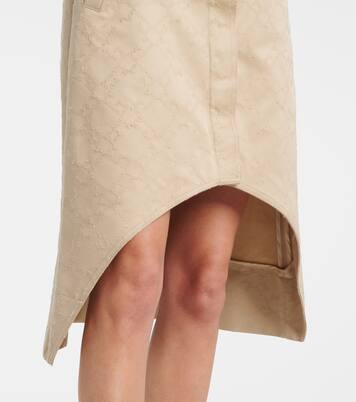 Falda midi en sarga de algodón con Monogram 72 | Givenchy