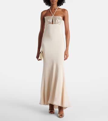 Abito lungo in seta con scollo all’americana | Roland Mouret
