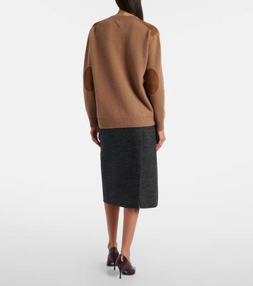Pullover aus Veloursleder, Wolle und Kaschmir | Prada