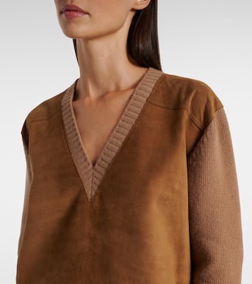 Pullover aus Veloursleder, Wolle und Kaschmir | Prada