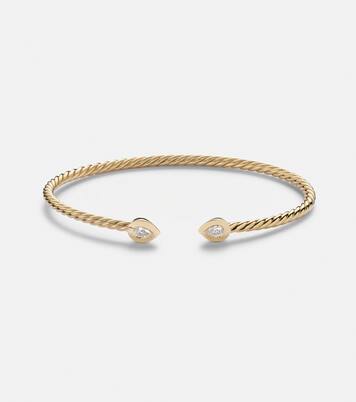 Petite Modern Renaissance® Cablespira® 18kt gold bracelet with diamonds | David Yurman