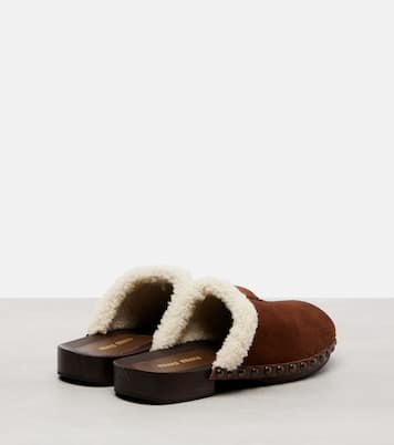 Shearling-lined suede clogs | Miu Miu